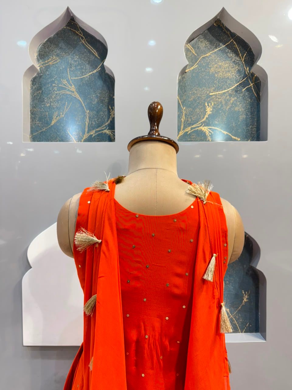 "ROYAL ORANGE EMBROIDERED SHARARA"