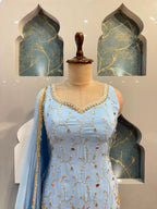 "CELESTE BLUE EMBROIDERED GARARA"