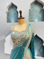 "AQUA ROYALE DRAPE SAREE"