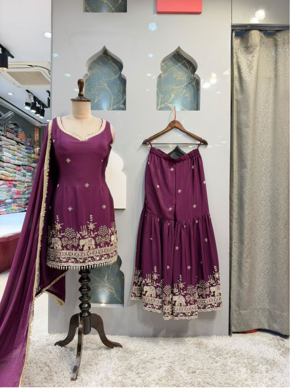 "ROYAL PLUM EMBROIDERED SHARARA"