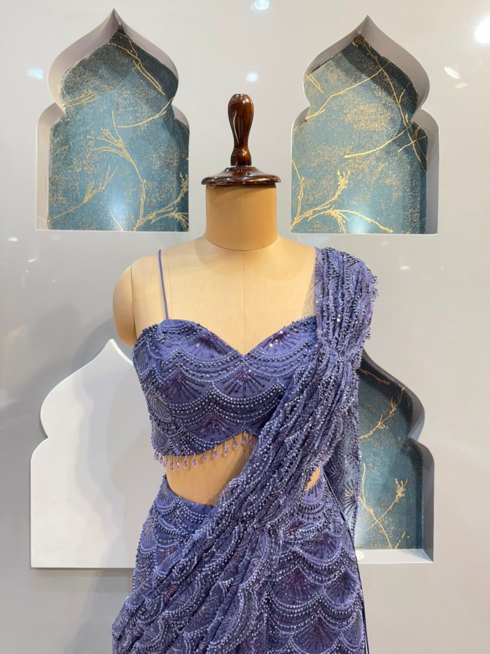 "AMETHYST CASCADE DRAPE SAREE"