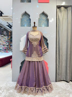 "REGAL MAUVE EMBROIDERED INDO-WESTERN"