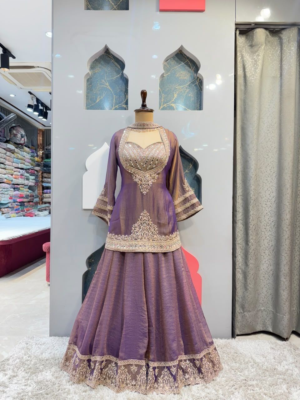 "REGAL MAUVE EMBROIDERED INDO-WESTERN"