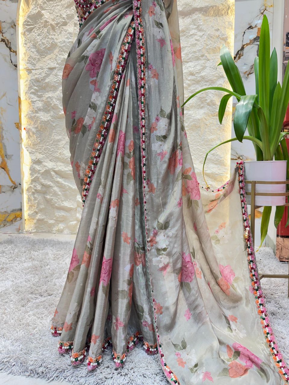 "BLUSH BLOOM DESIGNER SAREE"