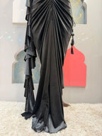 "MIDNIGHT BLACK DRAPED INDO WESTERN"