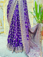 "ROYAL PURPL BANARASI EBROIDERED SAREE"