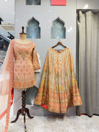 "PEACH FLORAL EMBROIDERED SHARARA"