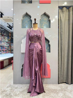 "MAUVE EMBELLISHED CAPE STYLE INDO-WESTERN"