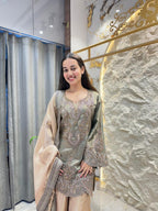 "SAGE CHAMPAGNE ROYAL EMBROIDERED SUIT"