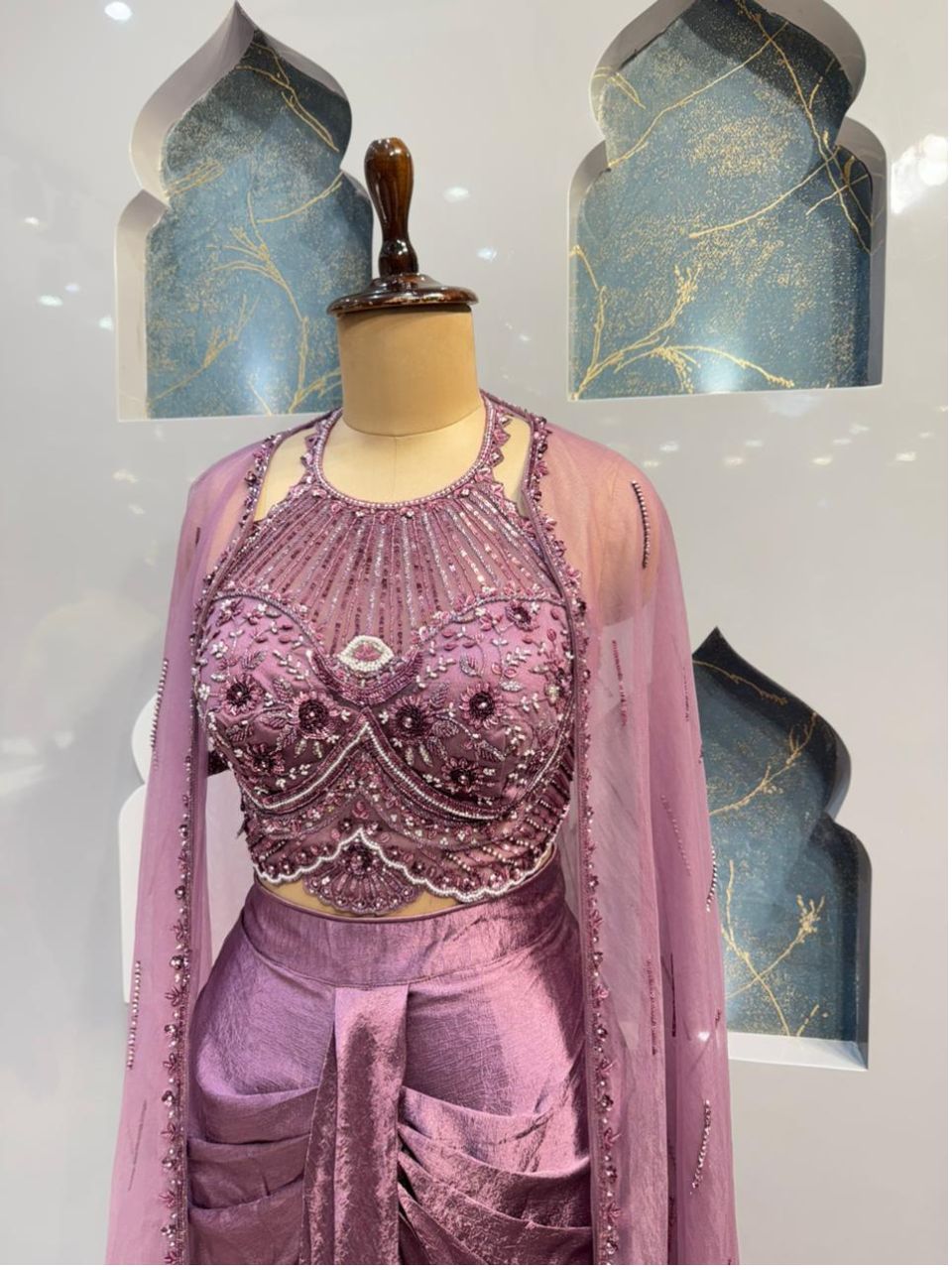 "MAUVE EMBELLISHED CAPE STYLE INDO-WESTERN"