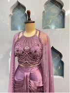 "MAUVE EMBELLISHED CAPE STYLE INDO-WESTERN"