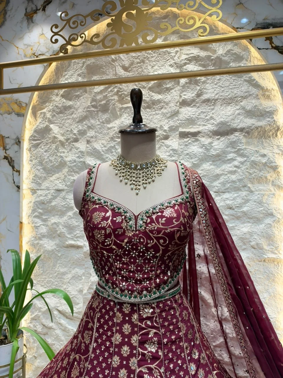 "ROYAL BURGUNDY FLORAL LEHENGA"