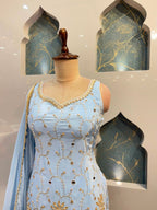 "CELESTE BLUE EMBROIDERED GARARA"