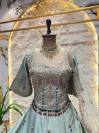 "SEA GREEN ZARI EMBROIDERED LEHENGA"