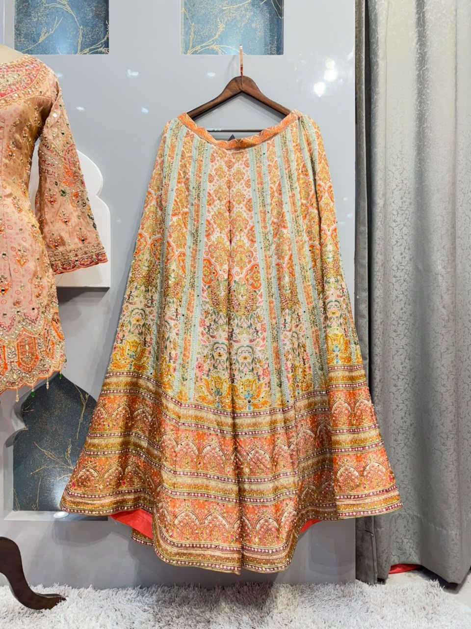 "PEACH FLORAL EMBROIDERED SHARARA"