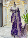 "ROYAL PURPL BANARASI EBROIDERED SAREE"