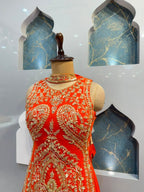 "ROYAL ORANGE EMBROIDERED SHARARA"