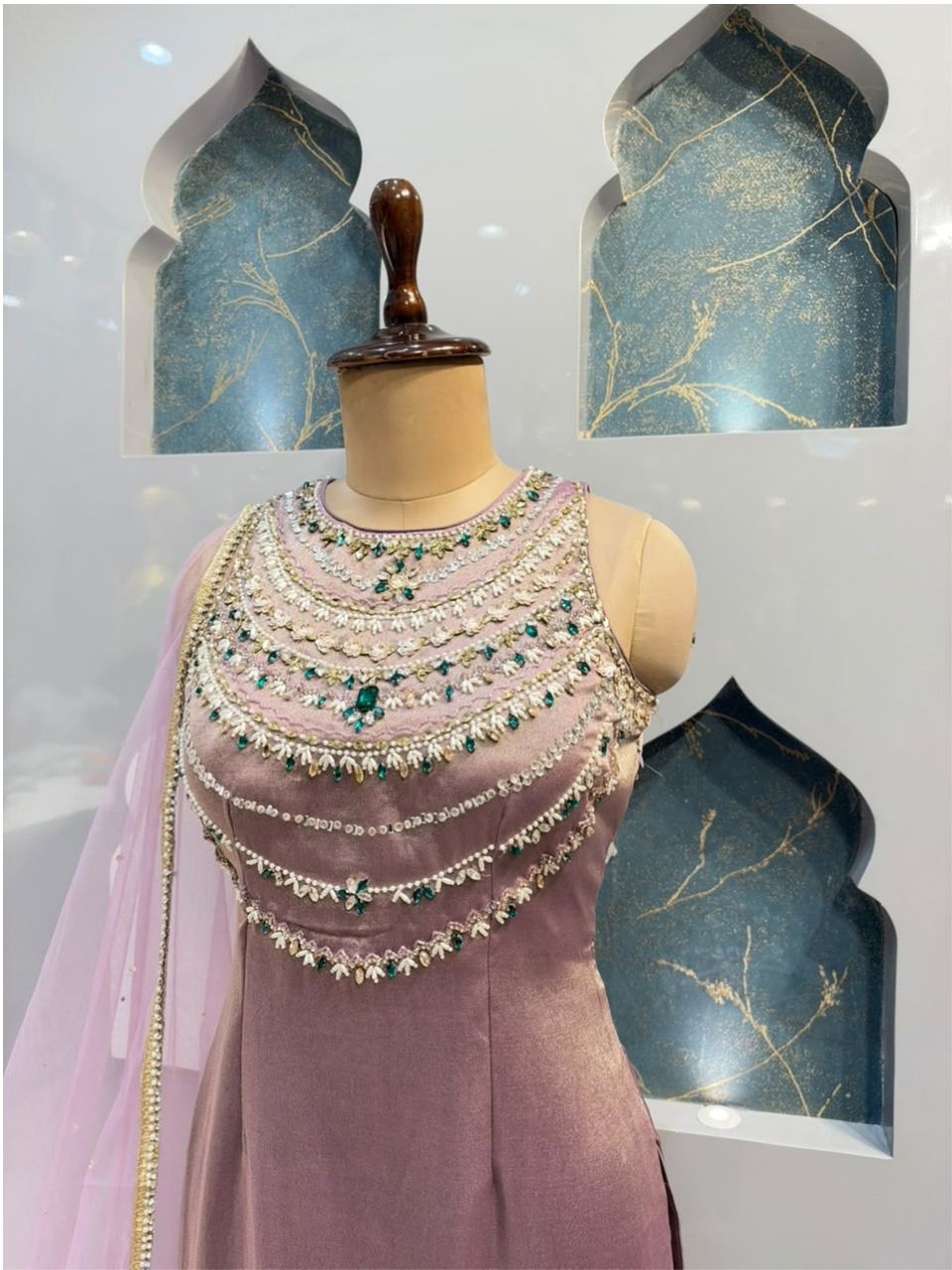 "BLUSH EMERALD COUTURE SHARARA"