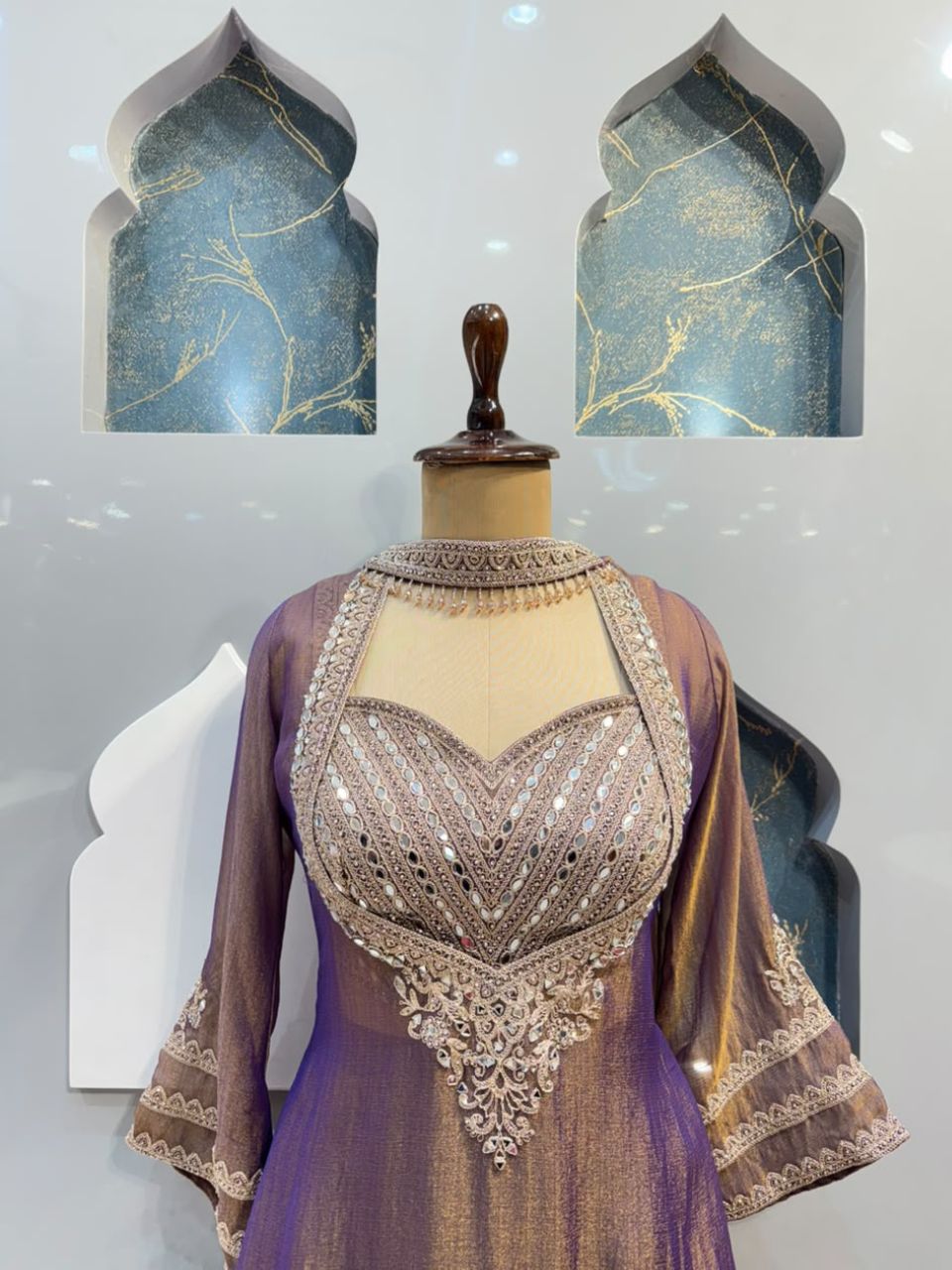 "REGAL MAUVE EMBROIDERED INDO-WESTERN"