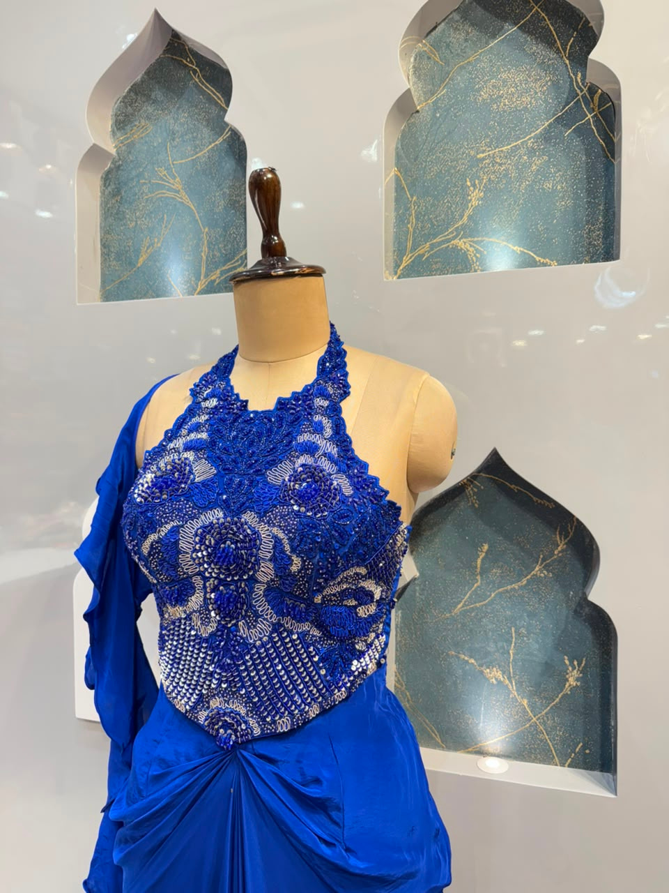 "ROYAL SAPPHIRE DRAPED INDO-WESTERN"