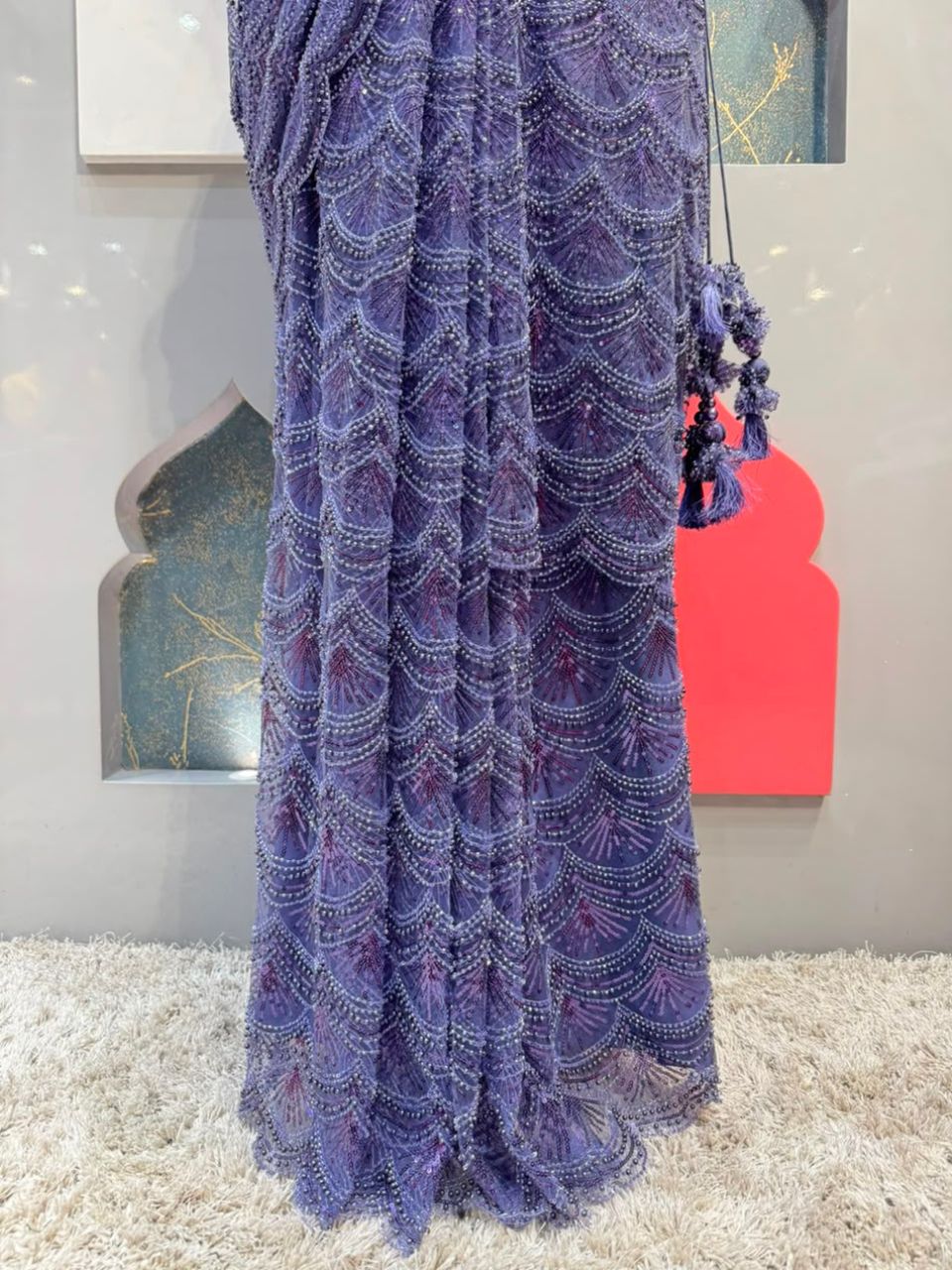 "AMETHYST CASCADE DRAPE SAREE"