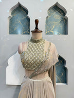 "CHAMPGNE GOLD EMBELLISHED DRAPE SAREE"