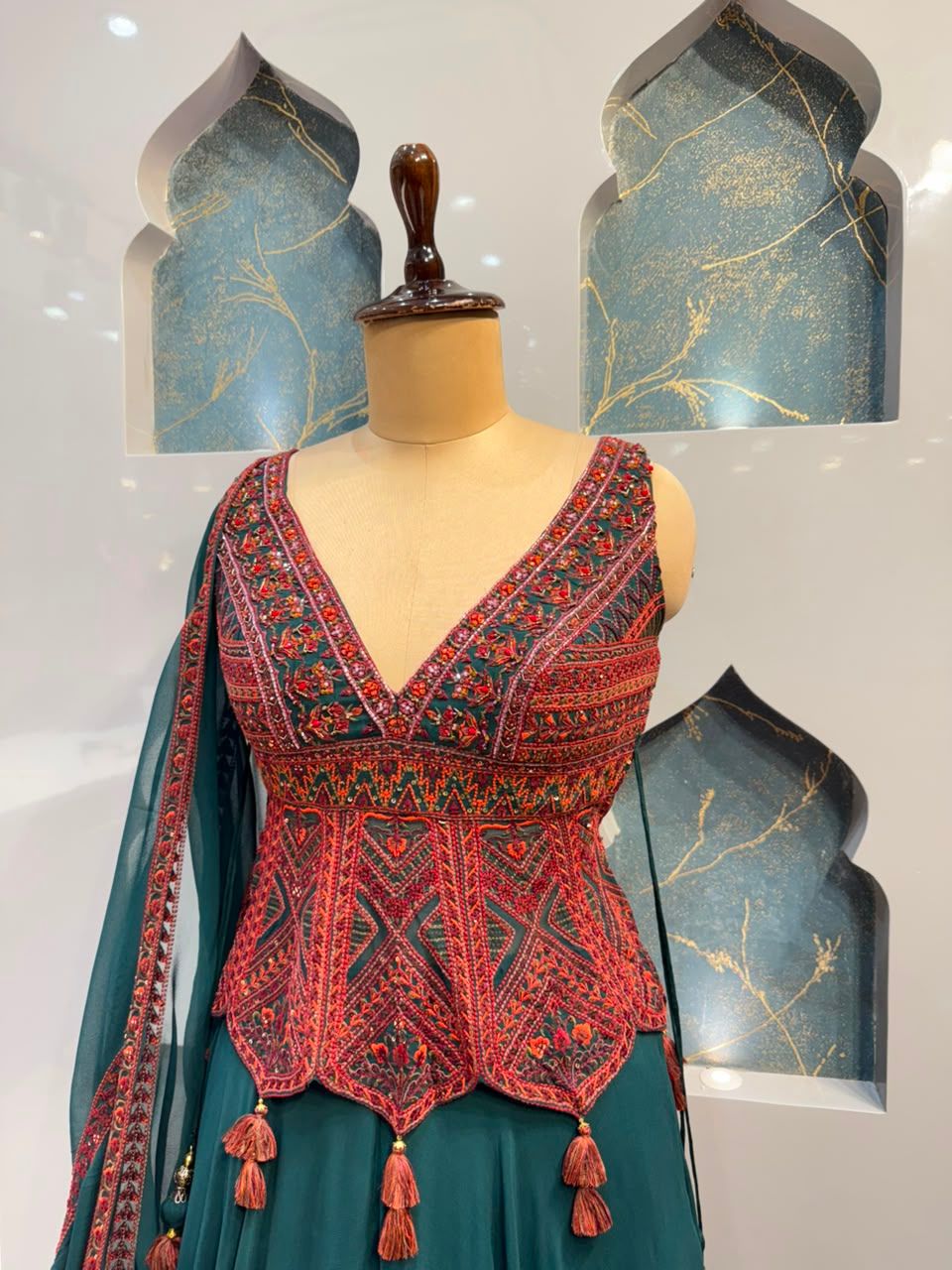 "TEAL TWILIGHT INDO-WESTERN"