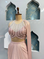 "BLUSH PINK SEQUIN DRAPED INDO-WESTERN"