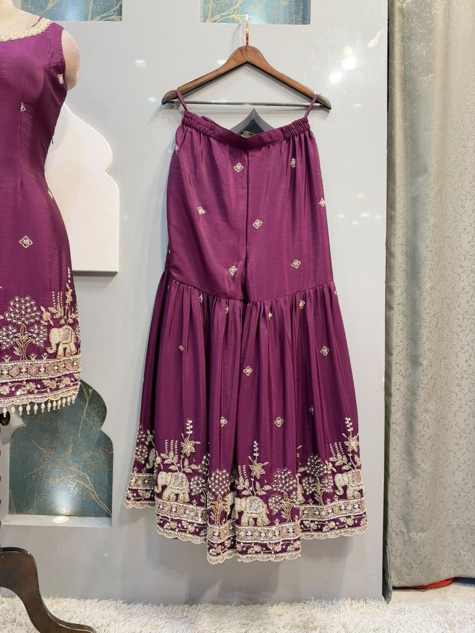 "ROYAL PLUM EMBROIDERED SHARARA"