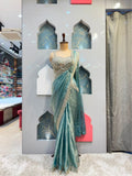 "AQUA ROYALE DRAPE SAREE"