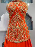 "ROYAL ORANGE EMBROIDERED SHARARA"