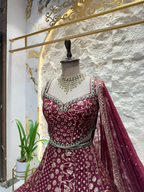 "ROYAL BURGUNDY FLORAL LEHENGA"