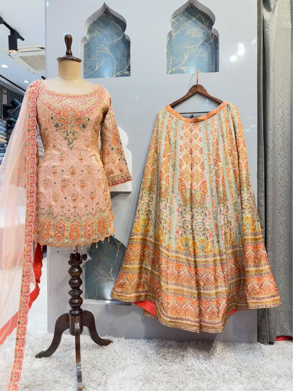 "PEACH FLORAL EMBROIDERED SHARARA"
