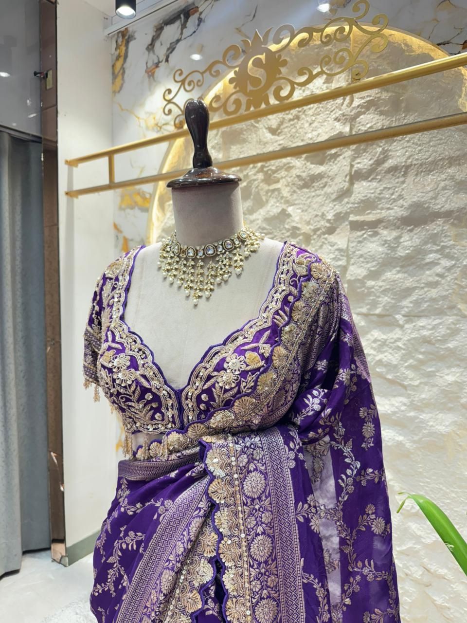 "ROYAL PURPL BANARASI EBROIDERED SAREE"