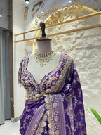 "ROYAL PURPL BANARASI EBROIDERED SAREE"