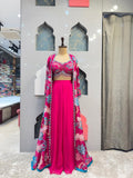 "FUCHSIA BLOOM INDO-WESTERN"