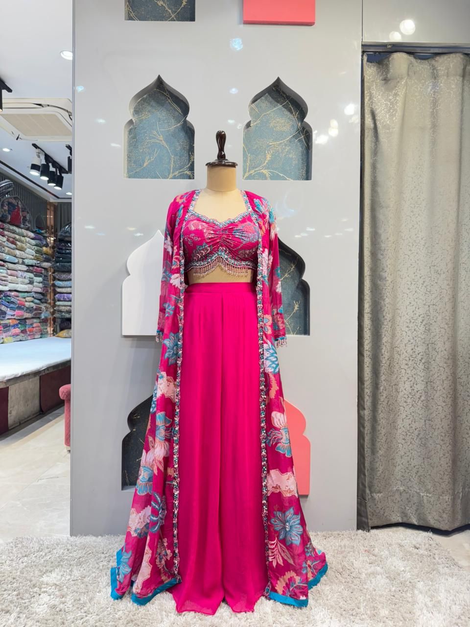 "FUCHSIA BLOOM INDO-WESTERN"
