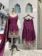 "ROYAL PLUM EMBROIDERED SHARARA"
