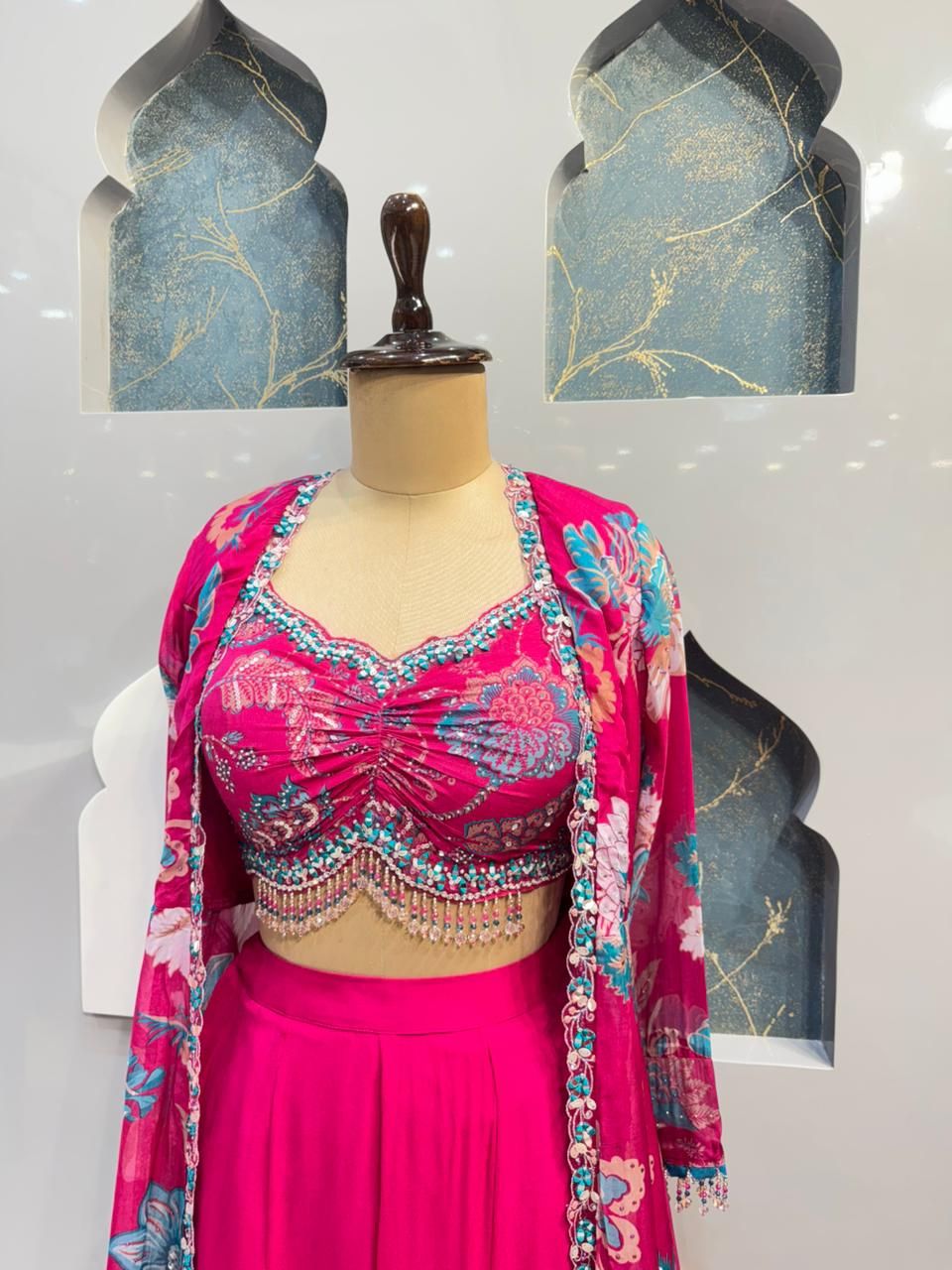 "FUCHSIA BLOOM INDO-WESTERN"