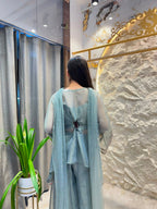 "MISTY BLUE EMBROIDERED INDO-WESTERN"