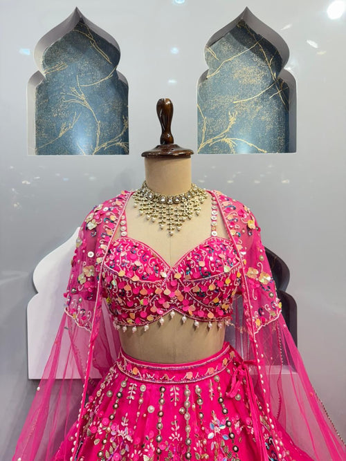 "FUCHSIA BLOOM DESIGNER LEHENGA"