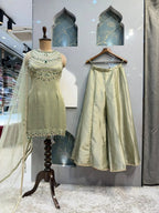 "PISTACHIO GREEN EMBELLISHED SHARARA"