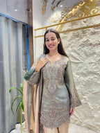 "SAGE CHAMPAGNE ROYAL EMBROIDERED SUIT"