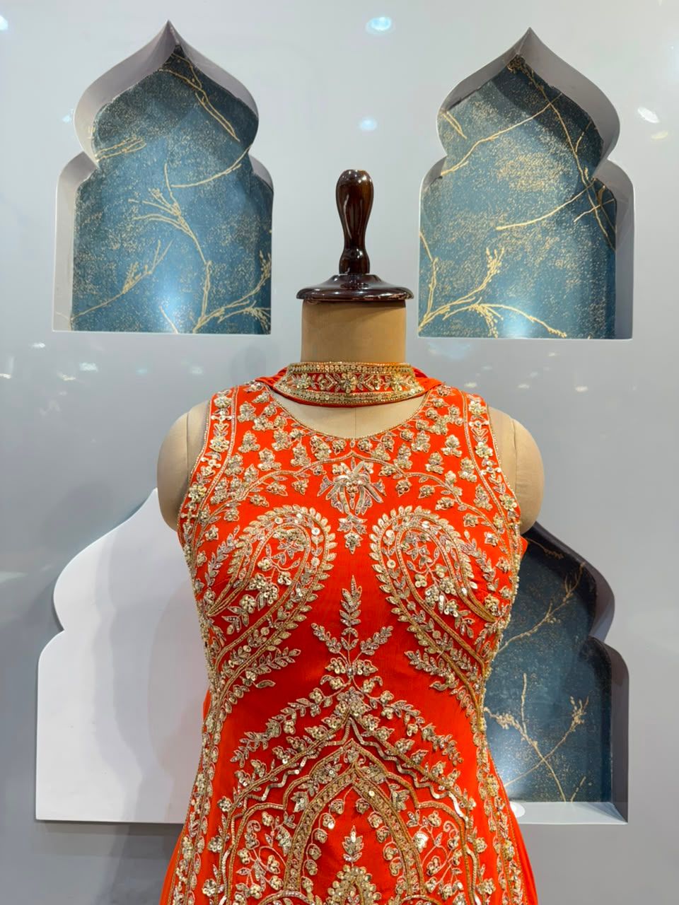 "ROYAL ORANGE EMBROIDERED SHARARA"