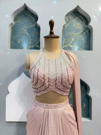 "BLUSH PINK SEQUIN DRAPED INDO-WESTERN"