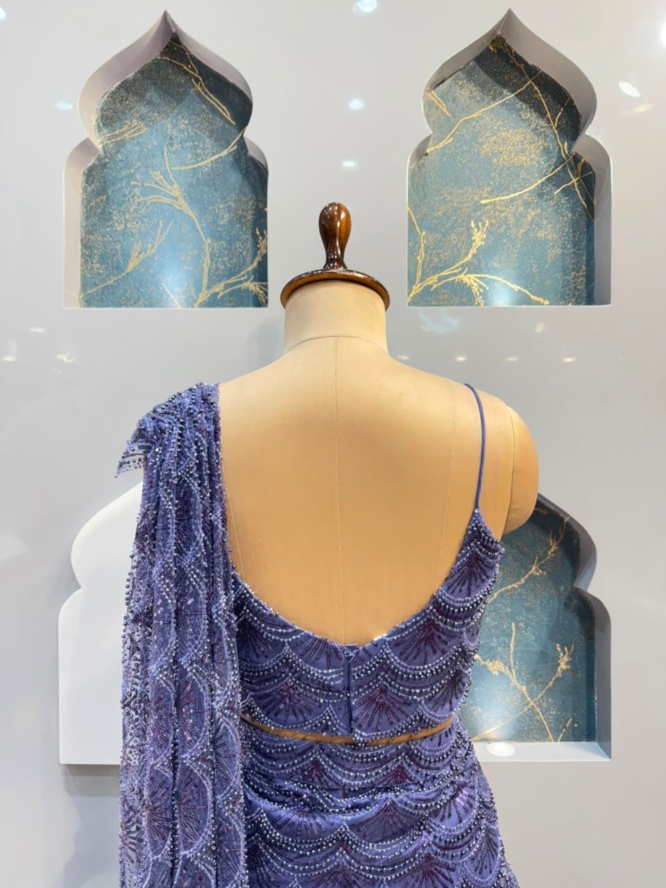 "AMETHYST CASCADE DRAPE SAREE"