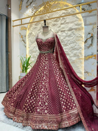 "ROYAL BURGUNDY FLORAL LEHENGA"