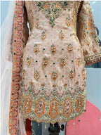 "PEACH FLORAL EMBROIDERED SHARARA"