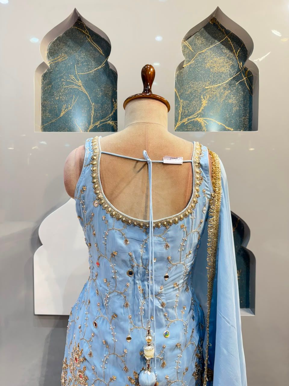 "CELESTE BLUE EMBROIDERED GARARA"