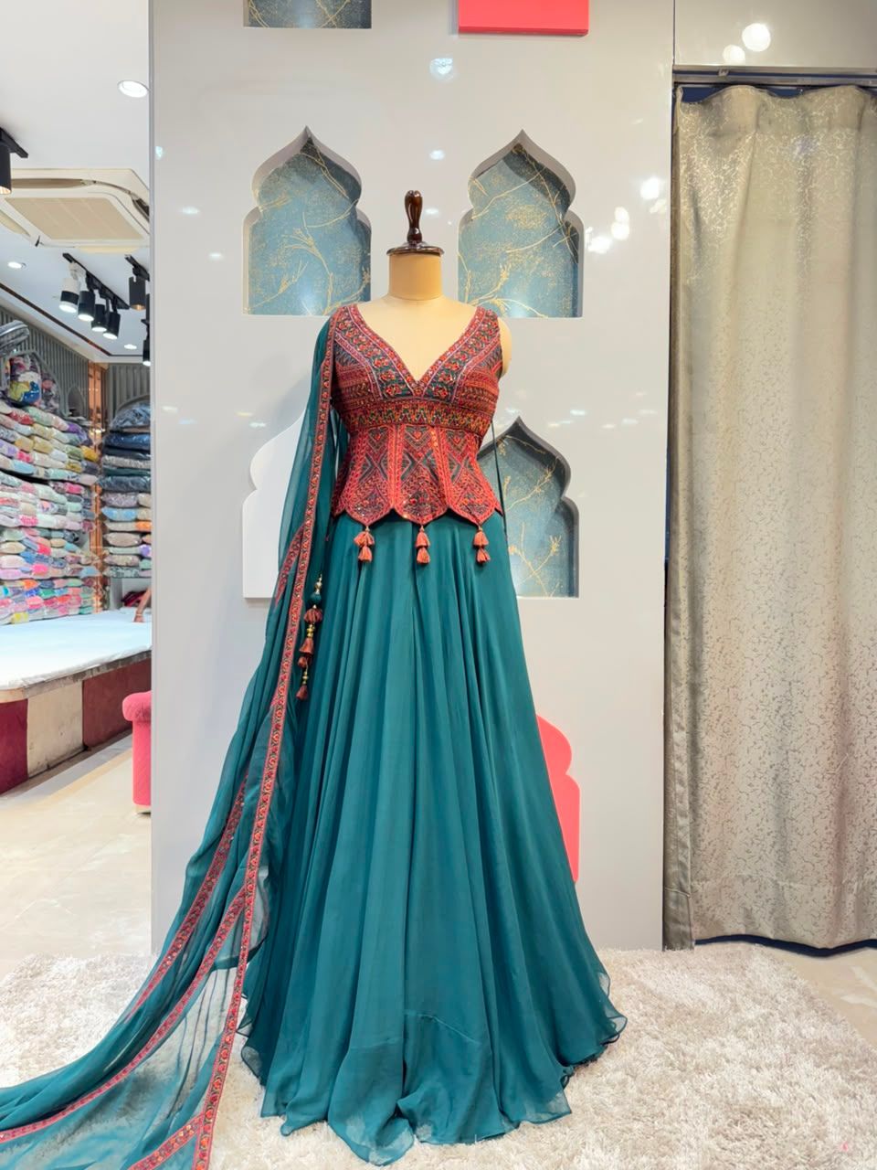 "TEAL TWILIGHT INDO-WESTERN"